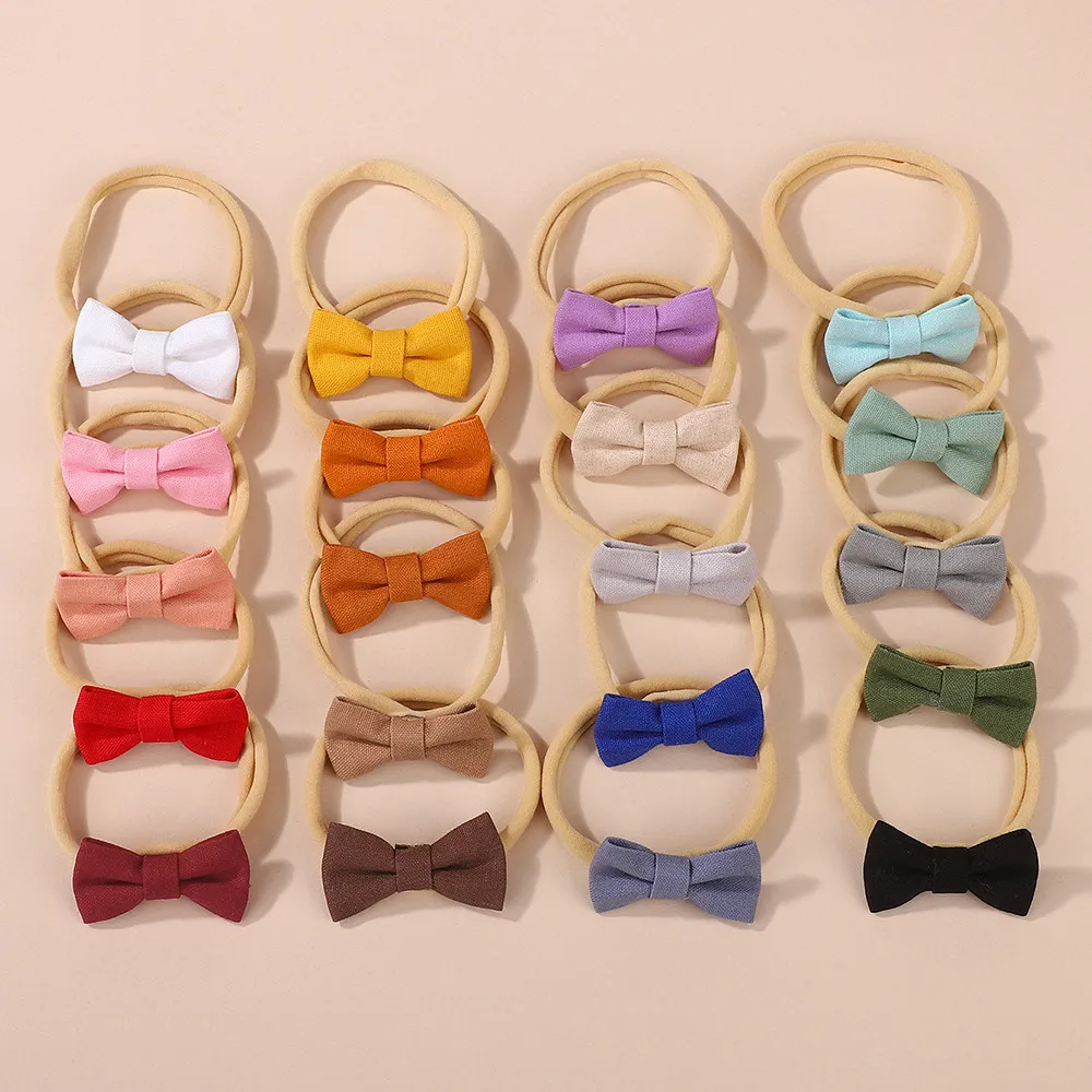Zufällige Farbe, 10 Stück, solides Bogen-Stirnband für Babys, Haarband, Kinder, weiches Nylon, elastische Kopfbedeckung, Haarschmuck, Geschenke