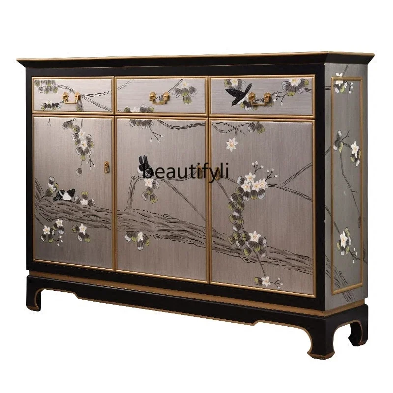 

Modern Chinese three-bucket large-capacity locker storage cabinet ultra-thin entrance foyer cabinet
