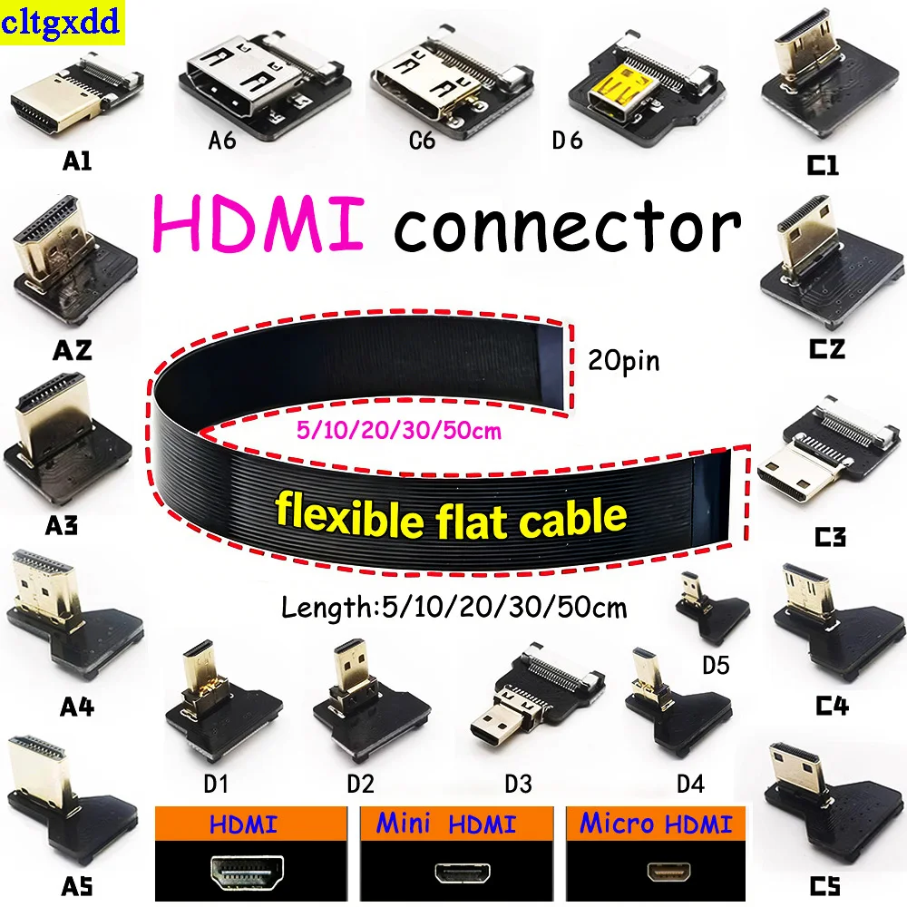 cltgxdd-1-шт-плоский-кабель-лента-fpv-hdmi-mini-hdmi-micro-hdmi-гибкий-кабель-для-hd-камер-телевизоров-компьютеров-20-контактный-плоский-кабель