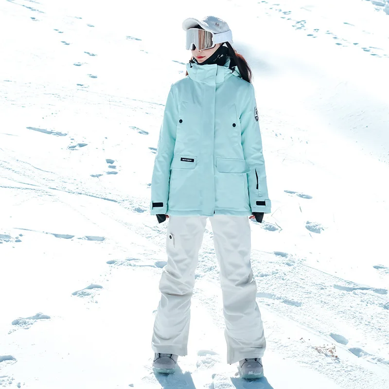 

2024 Waterproof breathable women ski suit 2 pieces sports workout winter warm custom wholesale