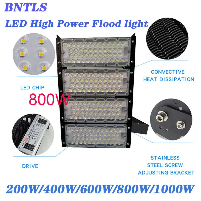 ไฟ LED น้ําท่วม 800W อุโมงค์แสงกลางแจ้งโคมไฟกันน้ํา IP65 สนามกีฬาแสงโปรเจคเตอร์