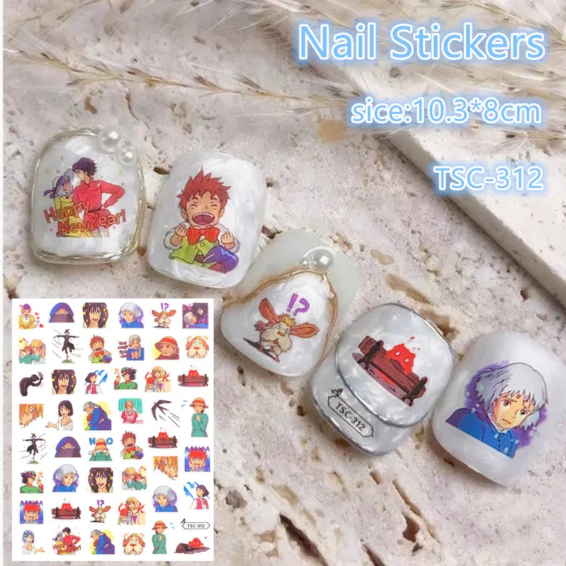 Newest TSC-312 anime characters series 3d nail art sticker nail decal stamping export japan designs rhinestones