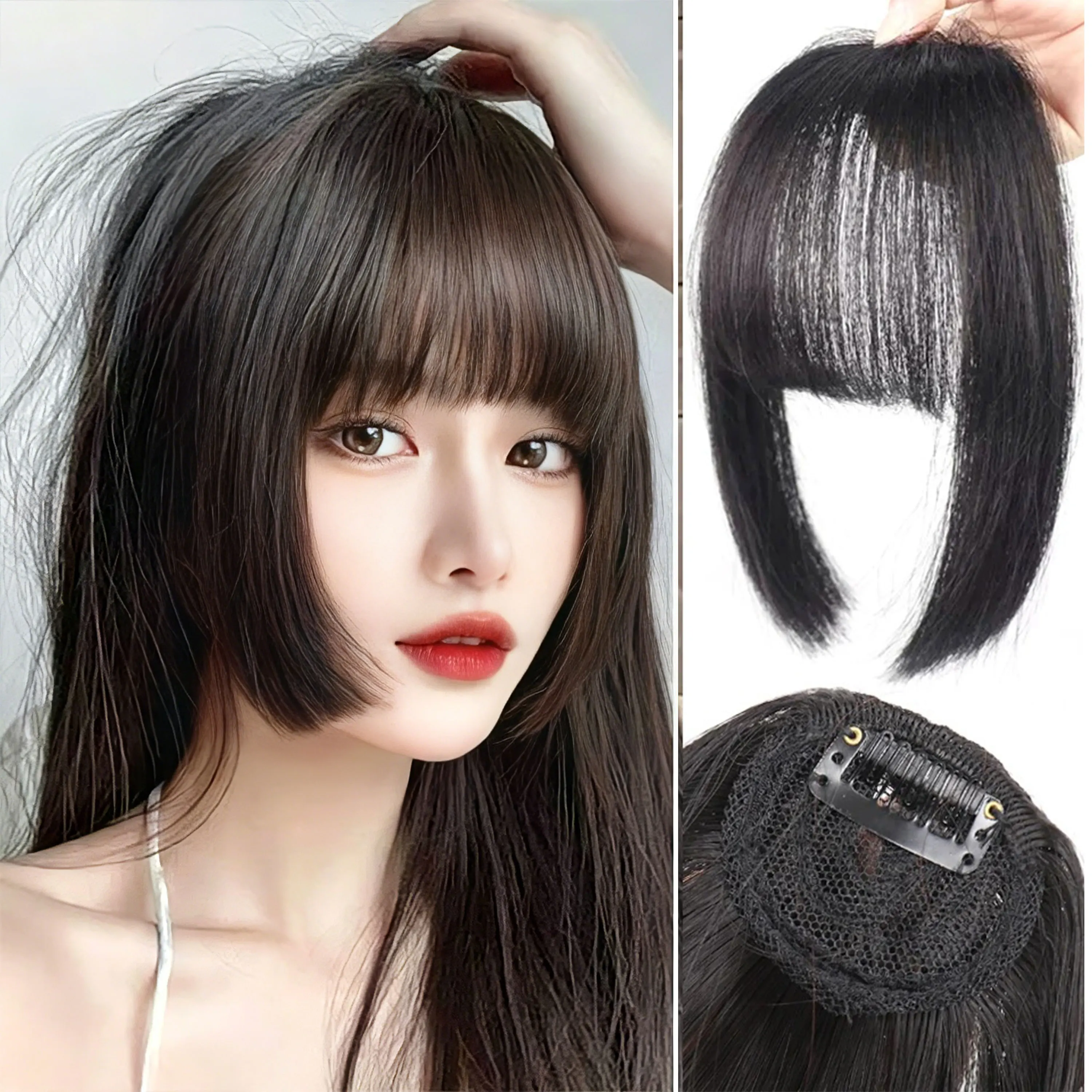 

Hime Cut Princess Bangs Clip In Synthetic Hair Natural Looking Fake Bangs Hairpiece For Women Daily Wear Hair Accessories