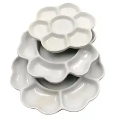 Traditional Ceramic Paint Palette Tray White Portable Porcelain Palette 3 Size Flower Shaped Plum Blossom Paint Plate for Artist