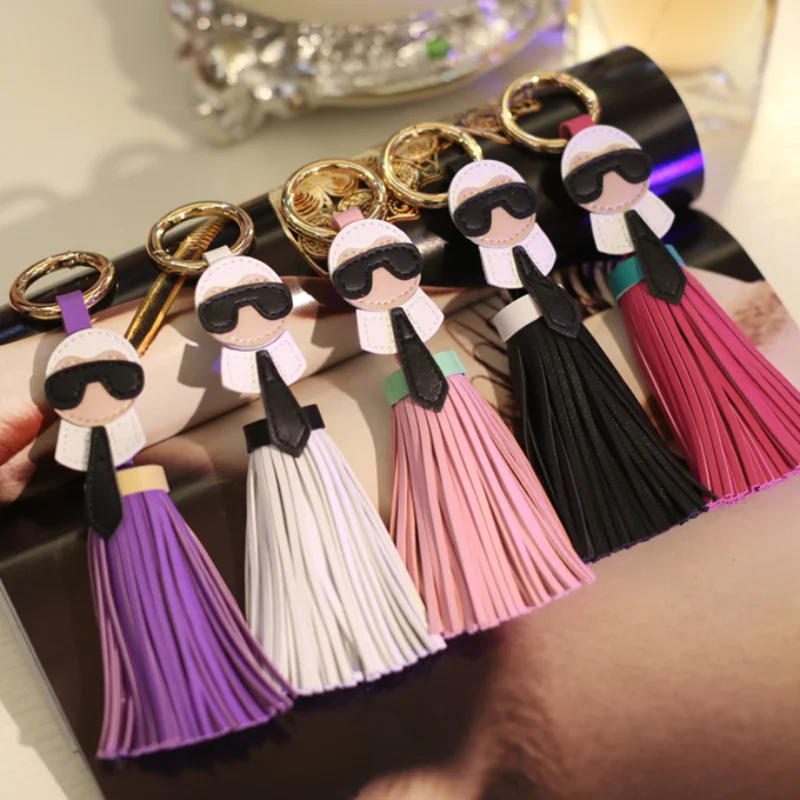 Fashion PU Leather Tassel Keychain Cute Handbag Pendant Luxury Style Charm Keyring Hanging Ornaments Gift for Friends Wholesale