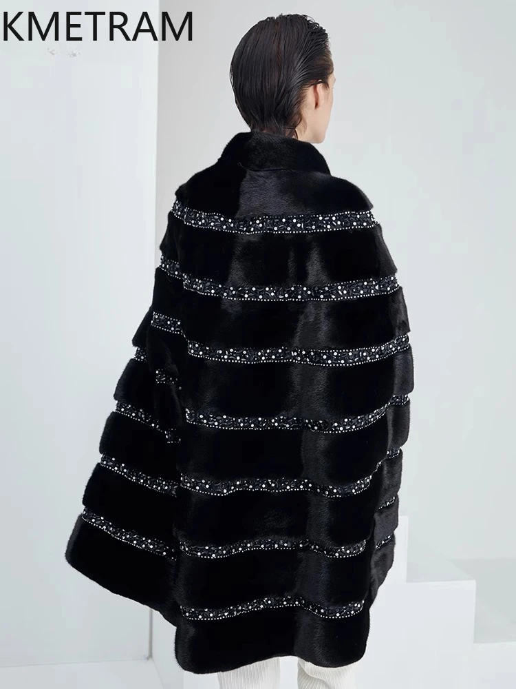 100% natural jaqueta de pele de vison mulher luxo preto pele real xale casaco 2025 casacos de inverno de alta qualidade roupas femininas шу onder roh pensi