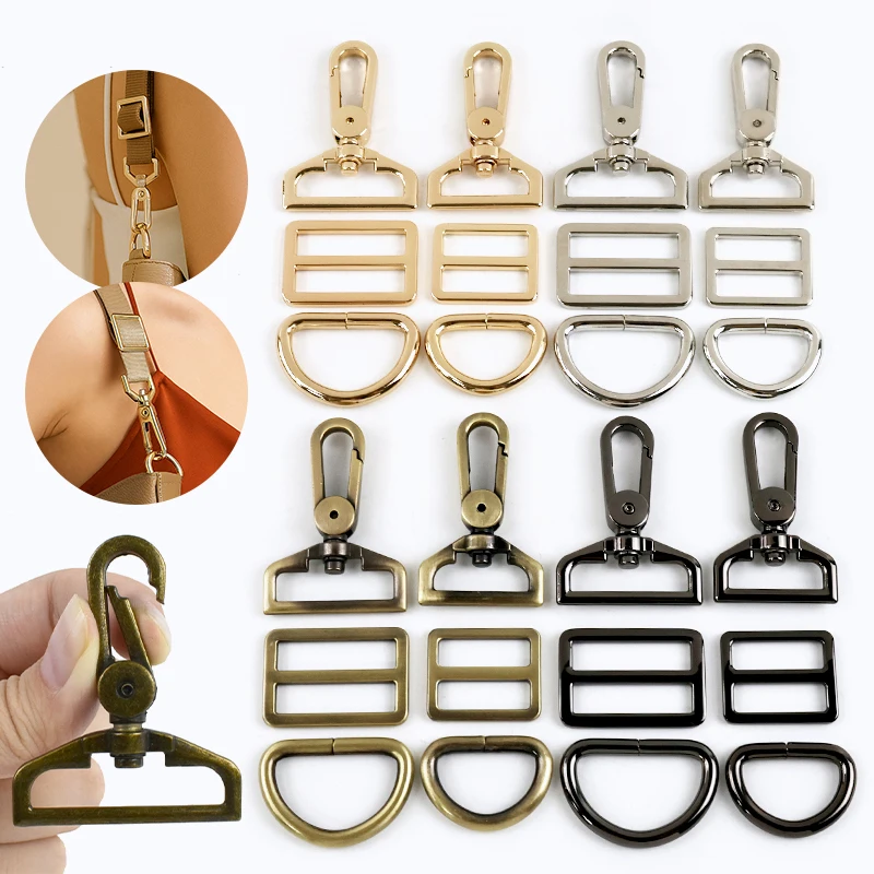 

2-8Sets 25/32mm Metal Swivel Lobster Clasps Buckle Dog Collar Bag Strap Tri-Glide Slide D Ring Connect Hook Buckes Accessories