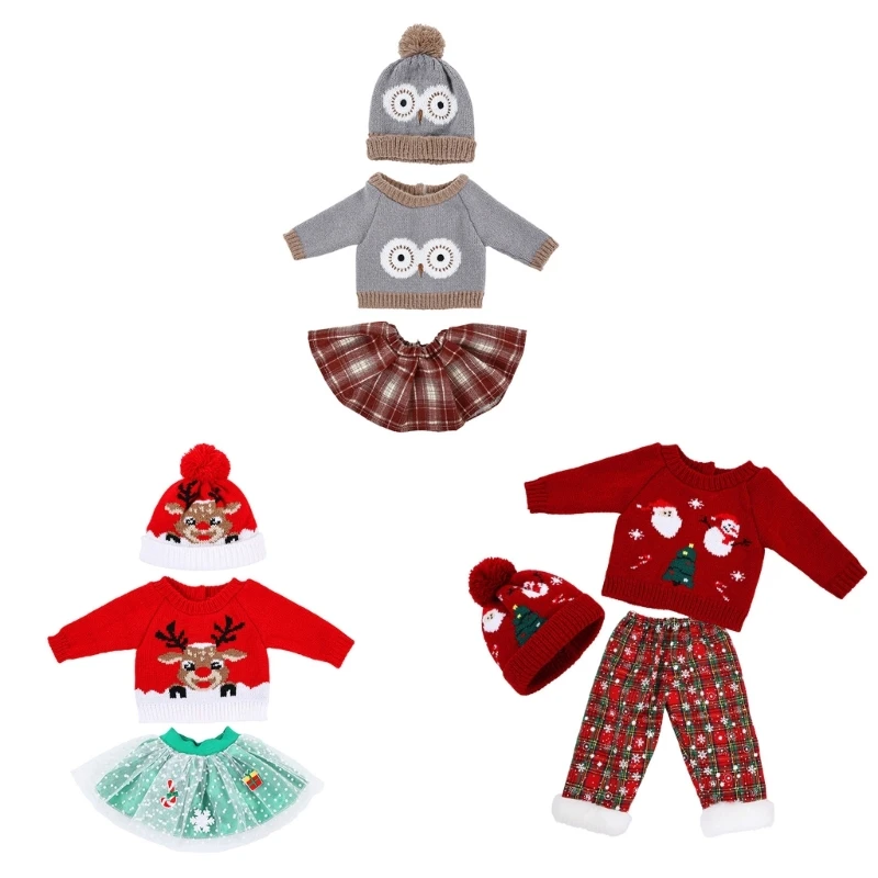 

22inch Reborns Doll Holiday Costume Santa Outfit Doll Outfit For Christmas Party Kids Pretend Play Game 15UB