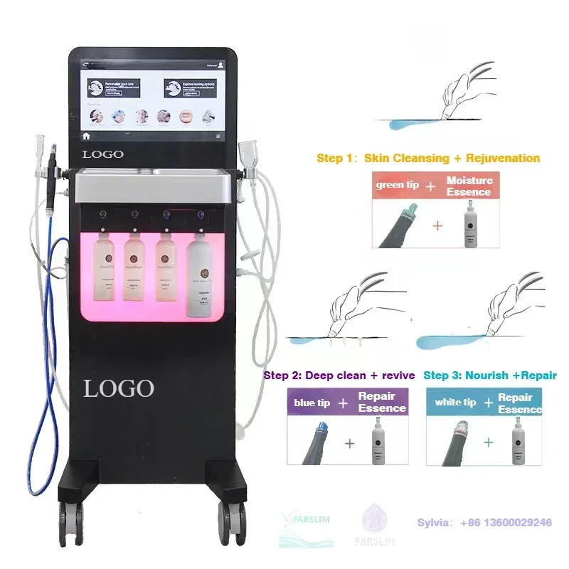 Factory Price Hydradermabrasion Acne Treatment Vacuum Lympathic Drainage Black Head Removal Skin Care Aqua Peeling Machine