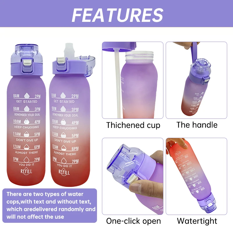 LUSQI 1LGradient Scale Flavor Water Bottle With 2Pods Scent Water Cup Fragrant Kettle For Travel Sports Summer Drinkware