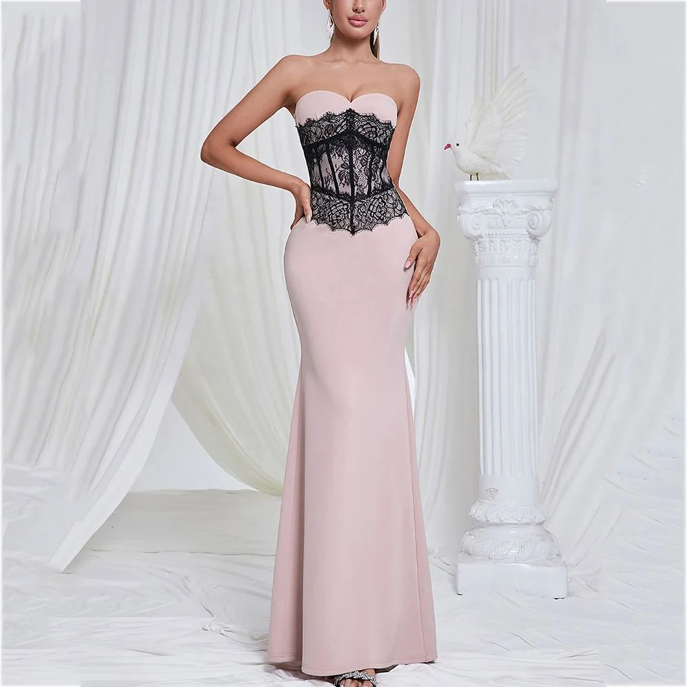 

Стильное женское вечернее платье, модное кружевное платье без бретелек для выпускного вечера, русалка длиной до пола, элегантное вечернее платье по индивидуальному заказу