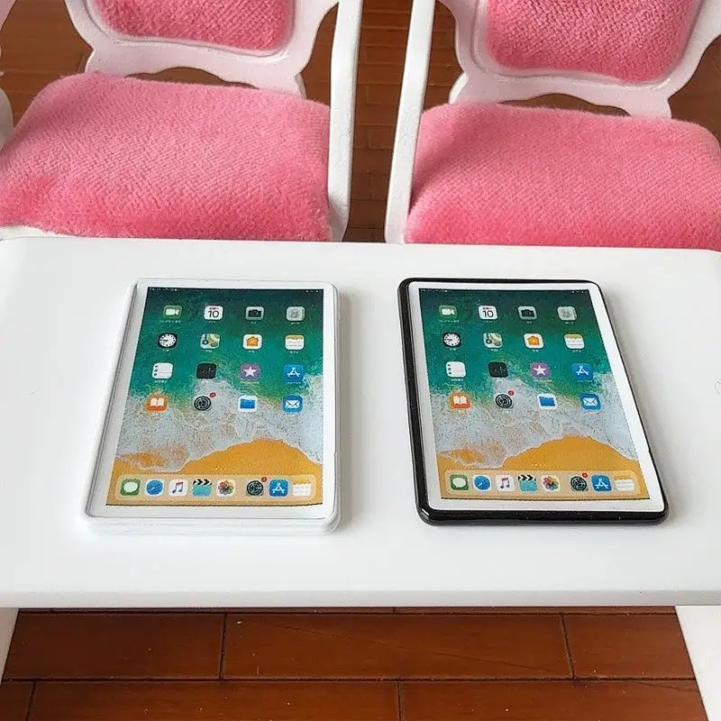 [JN] 1 قطعة بيت الدمية المشهد الديكور لعبة 1:12 دمية مصغرة اللوحي كمبيوتر محمول صغير نموذج DIY بها بنفسك