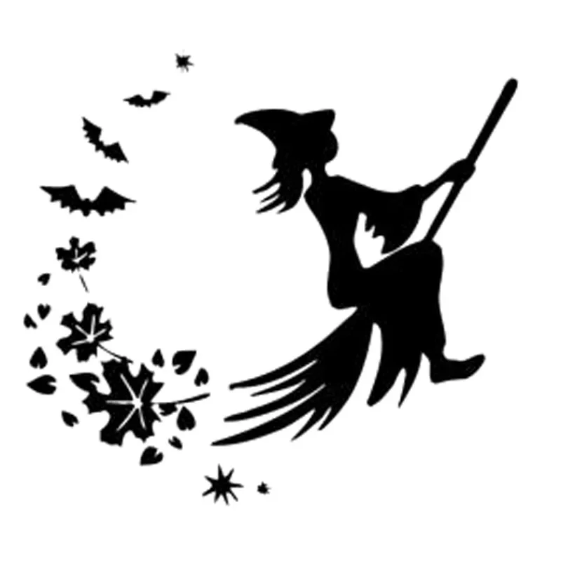 

Witch Broom Applique Fashion Car Window Decoration Applique Personality Pvc Waterproof Applique Black/white, 17cm * 15cm