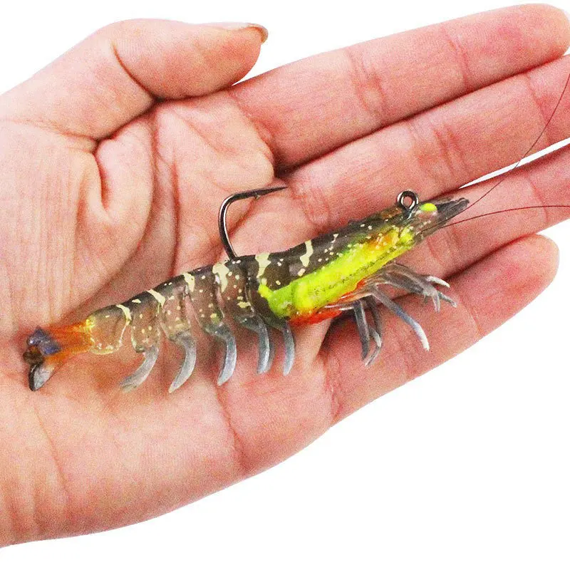 Luminous Prawn Lure Topmouth Culter Snakehead with Hook Bait3Only Pack Lead Shrimp Luer Soft Lure Soft Shrimp Bait