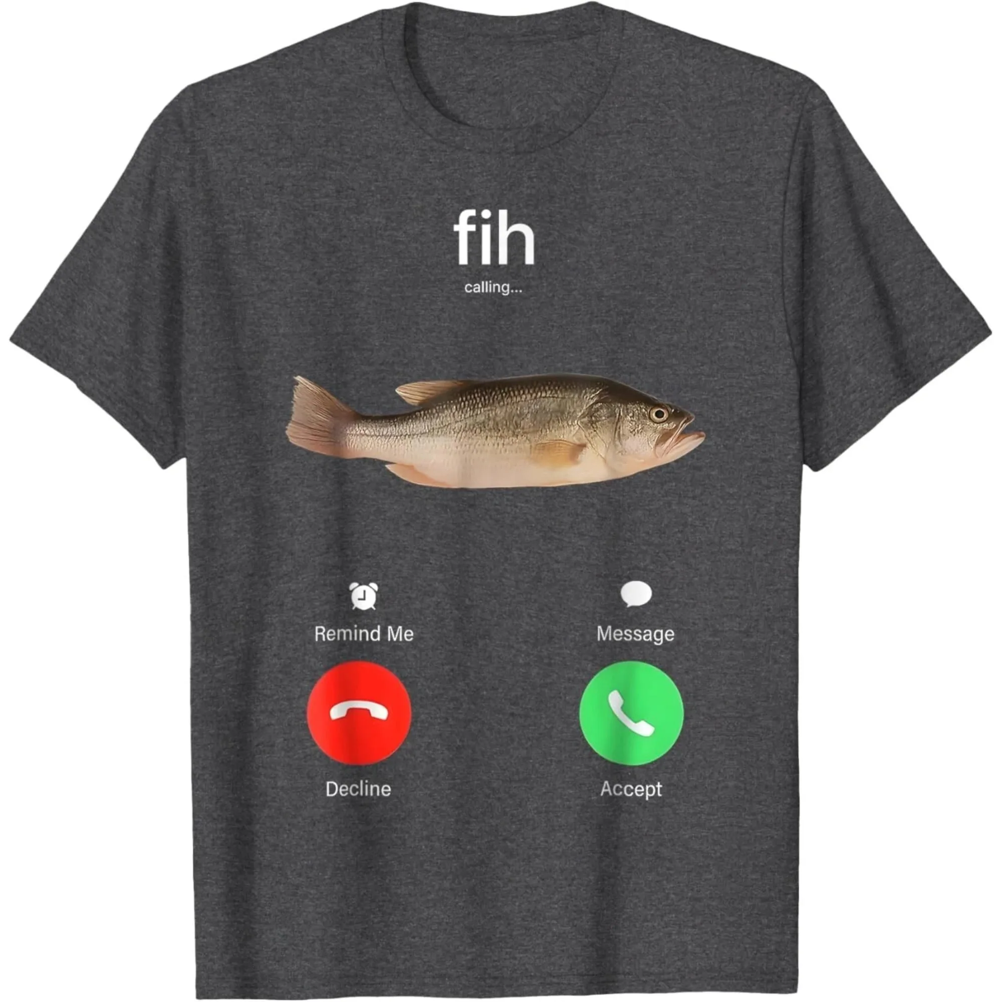 الرجال Prue القطن مضحك تي شيرت Fih الاتصال تذكير لي رسالة انخفاض قبول مكالمة هاتفية الأسماك للجنسين تي شيرت #2
