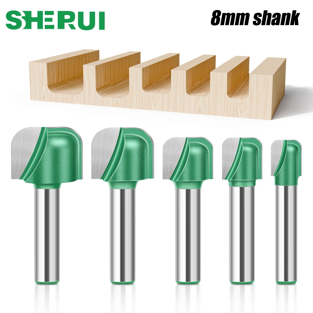 

1-5Pcs 8mm Shank Double Arc Round Bottom Cutter Grooving Cutter Woodworking Tools Milling Cutter