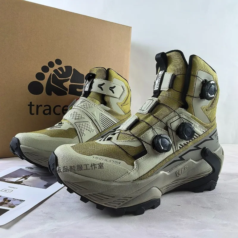 Luxury Brand Men Women Trail Running Shoes High Top Outdoor Sport Shoe Couples Quick Lacing Walking Shoe Rubber Training Shoes