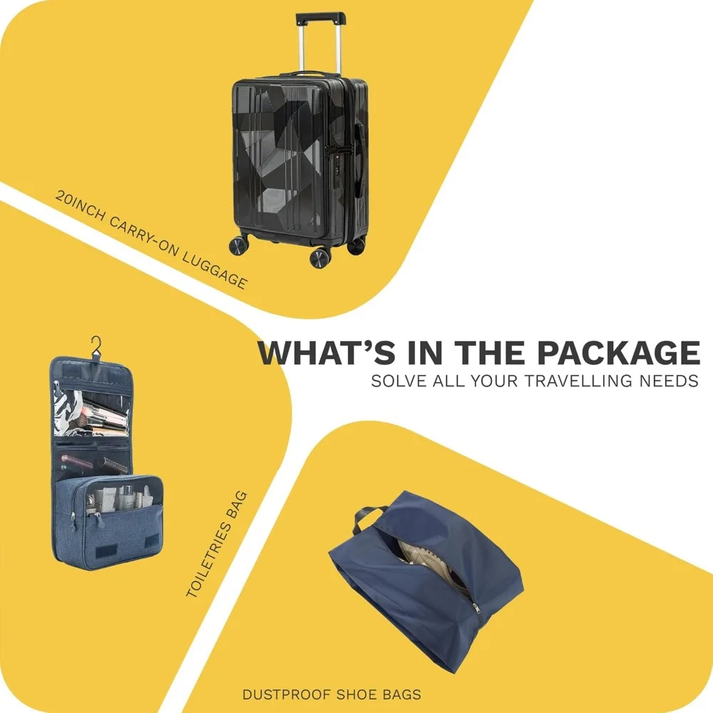 Expandable Top Opening Hard Shell TSA Approved Carry-On Luggage, Airline Approved 22x14x9 Suitcase for Travel