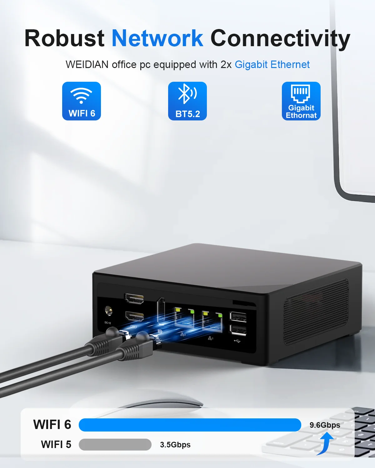 HYSTOU 2025 Mini PC NVME RJ45 Ethernet 4K DP Energy Compact Computer Office Intel N150 i3-N305 USB 3.0 Type-C DDR5