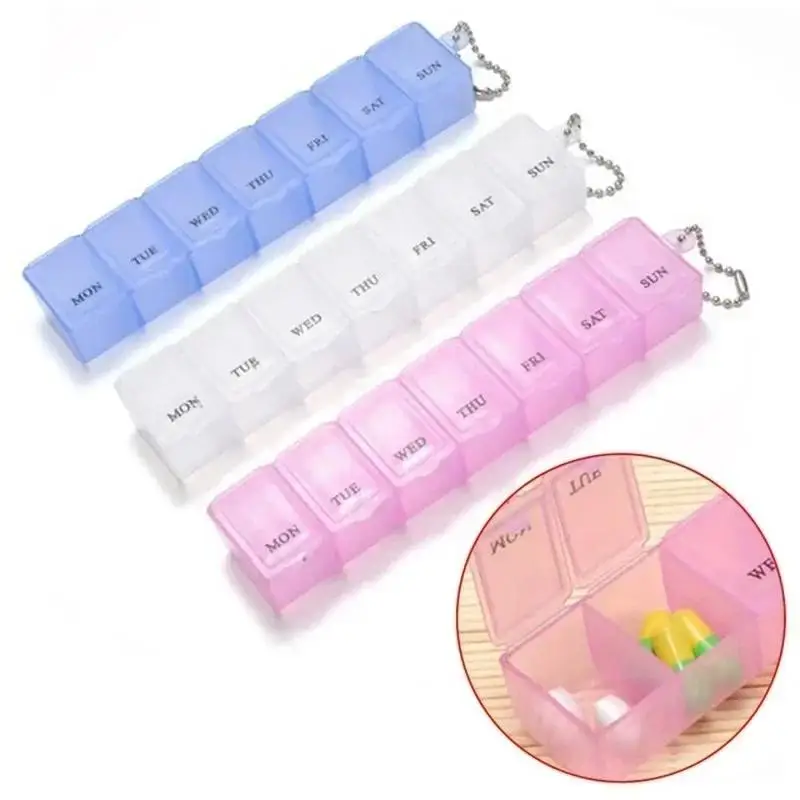 7 Days Pill Medicine Box Weekly Tablet Holder Storage Organizer Container Case Pill Box Splitter Pill Case Organizer Random
