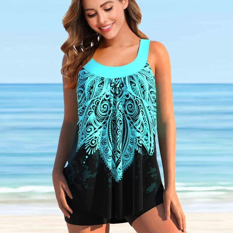 Maillots de bain pour femmes mode d'été haute qualité plage vacances deux pièces maillot de bain tombant feuille imprimer maillots de bain sexy S-6XL