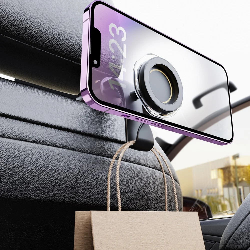 Untoom Magnetischer Auto-Rücksitz-Telefonhalter für iPhone 17 16 15 MagSafe Xiaomi Universelle Auto-Kopfstütze-Handyhalterung mit Haken – Detail 6