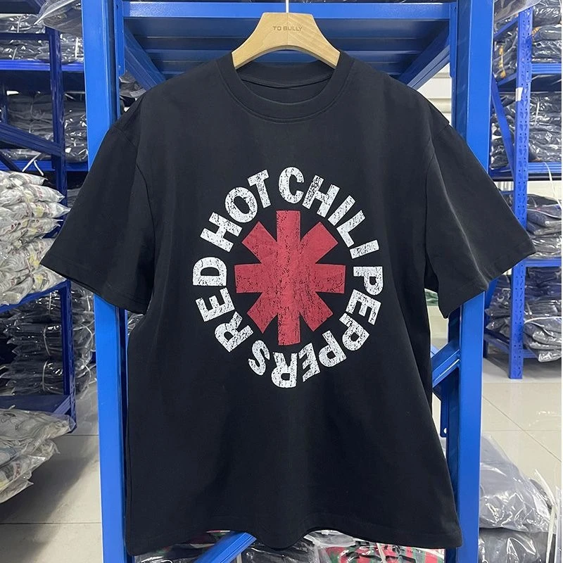 

Red Hot Chili Peppers Rock Red Chili Print Band Heavyweight Thickened Short-sleeved T-shirts for Cotton Men and Women