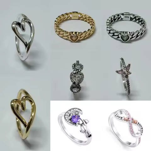 New Original 925 Silver Love Forever ring Fit Wedding Party Women Jewelry Shining heart-shaped zircon Ring Valentine's Day Gift
