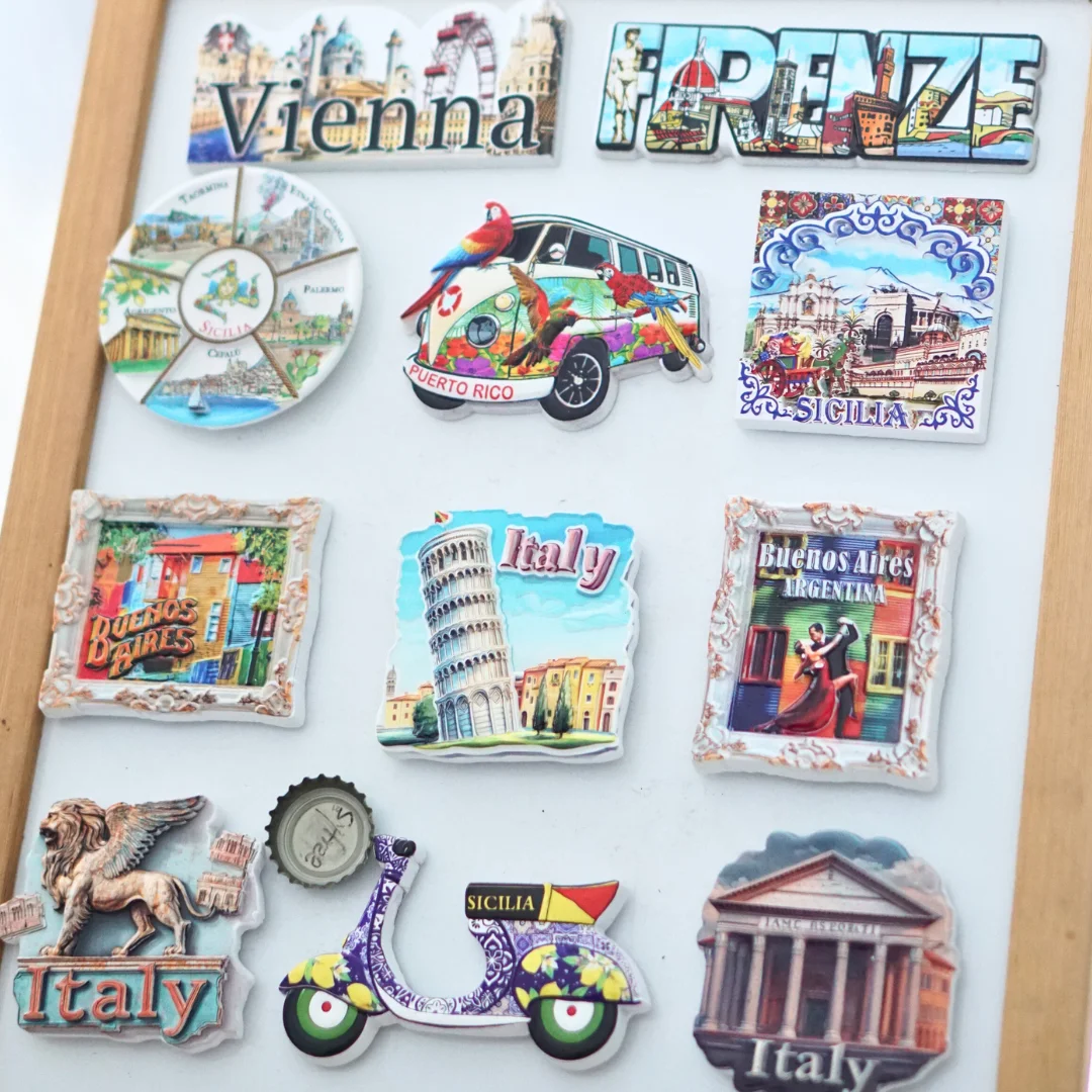 

Italy Fridge Magnets, Argentina Fridge Magnets, Sicily Fridge Magnets, Leaning Tower of Pisa Scenic Fridge Magnets, Buenos Aires