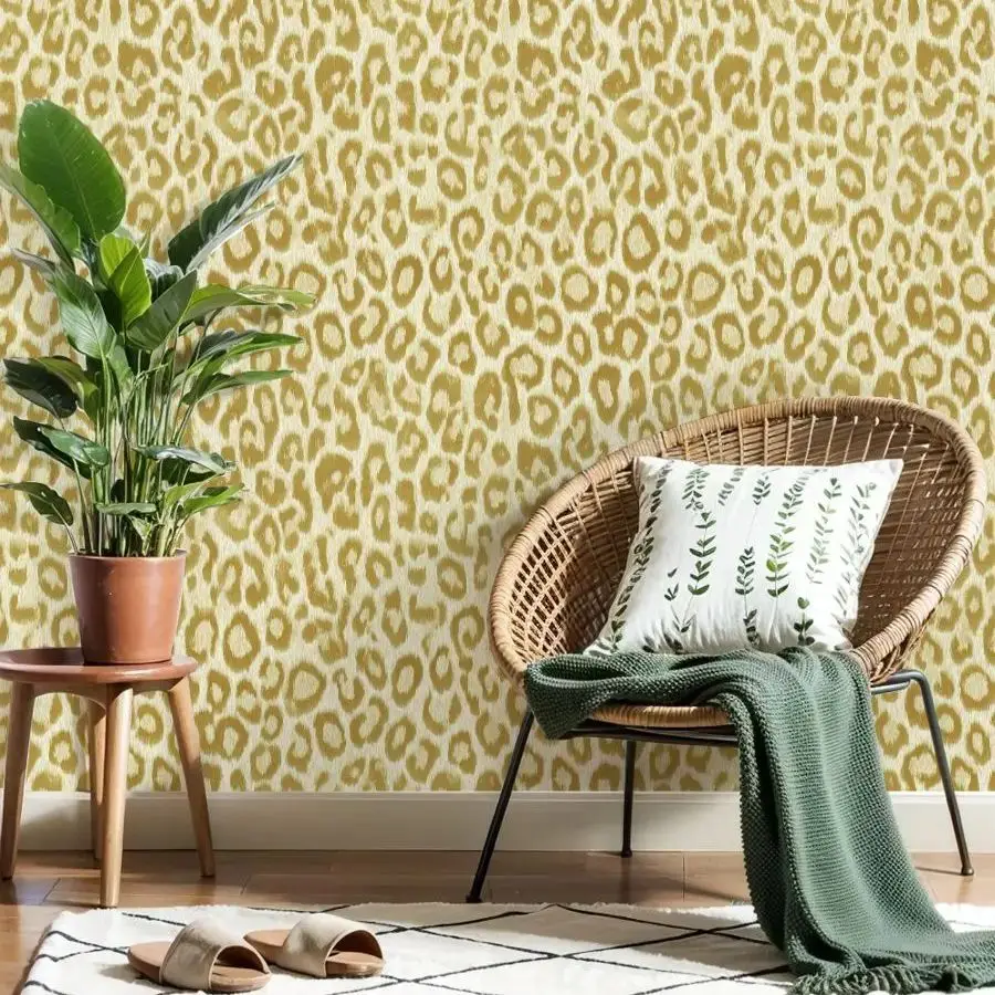 

Бежевые обои с золотым леопардовым принтом 22,83 "X 118" водонепроницаемые обои для гостиной/спальни/ванной комнаты, наклейка на стену из ПВХ
