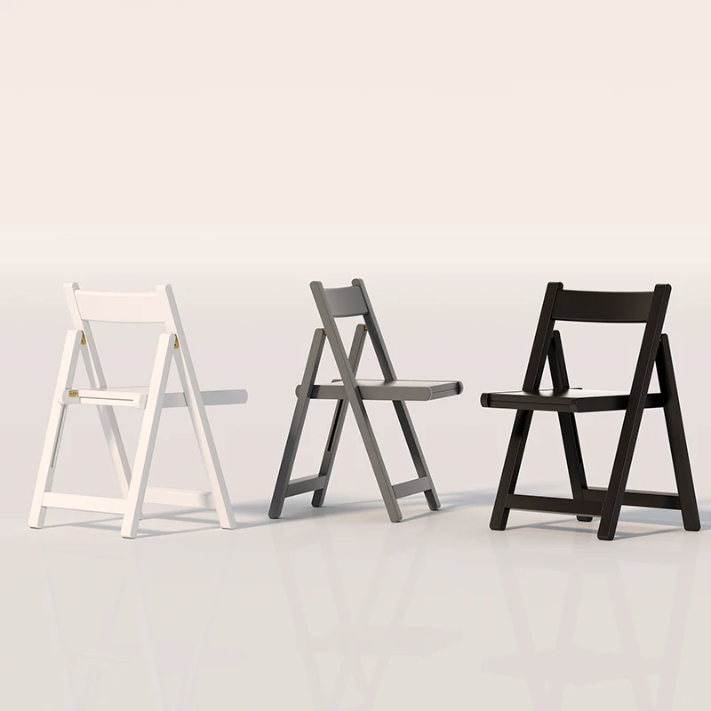 Solid Wood Small Space Dining Stool Home Foldable Chair Portable Backrest Mahjong Chair Comfortable