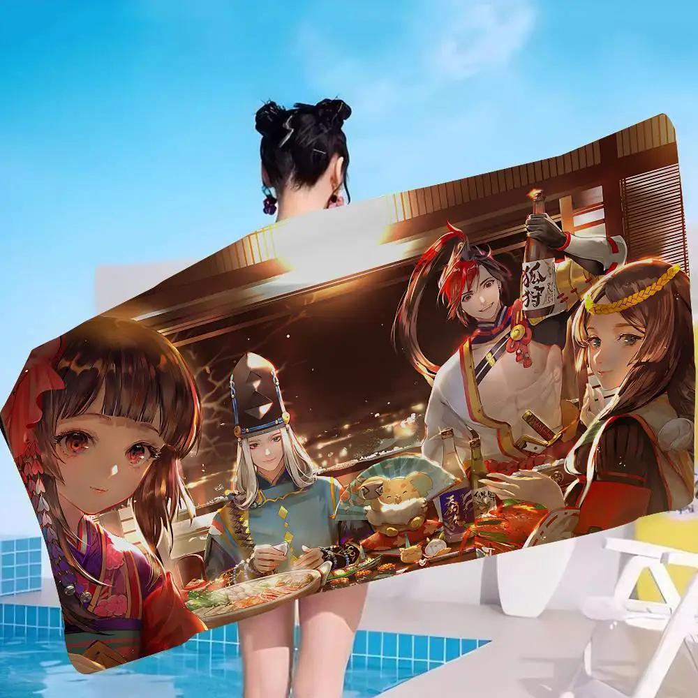 Mobile Game O-Onmyoji Microfiber Printed Beach Towel Mountain Climbing Yoga Beach Swimming Running Absorbent Soft Towel