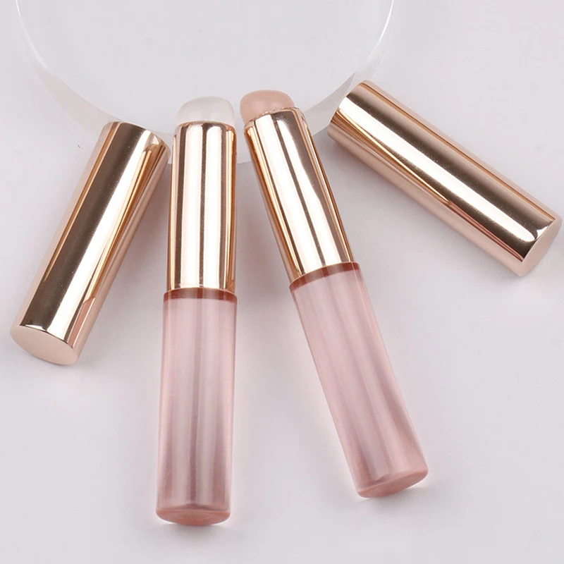 Draagbare Ronde Kop Als Vingertoppen Q Zachte Lippenstift Borstel Siliconen Lippenborstel Schuine Concealer Make-Up Borstel Tool Concealer Borstel