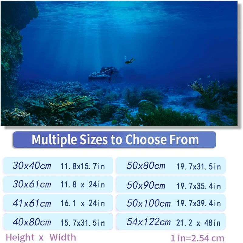 Deep Blue Sea Bottom Aquarium Vinyl Sticker Background Poster HD Rock Stone Self Adhesive Fish Tank Wallpaper 3d Background