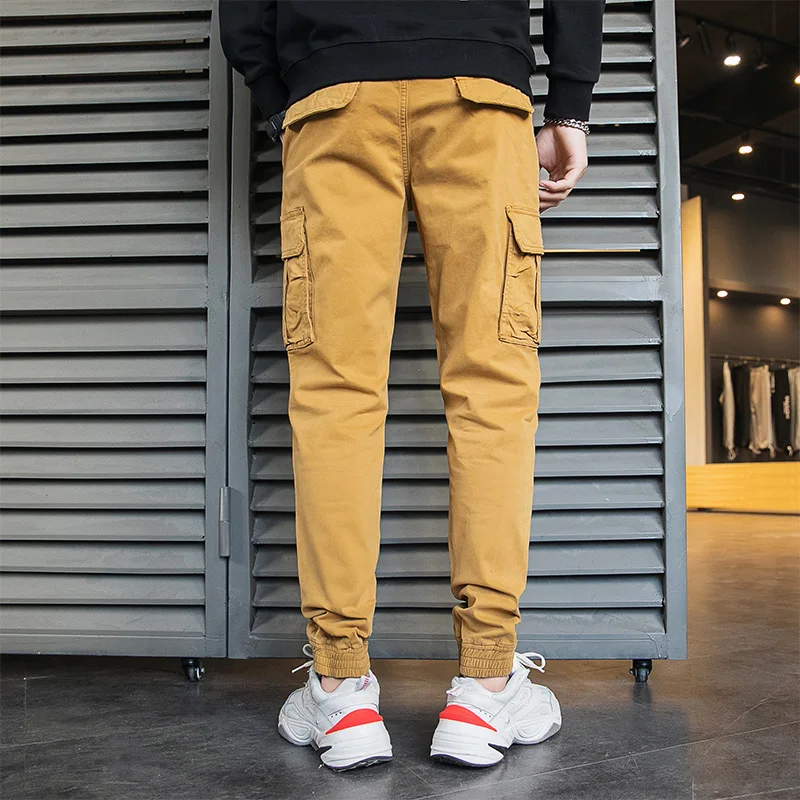 2025 Men's Spring Autumn Workwear Cotton Cargo Pants Thickened Multi-Pocket Loose Fit Casual Streetwear Army Green