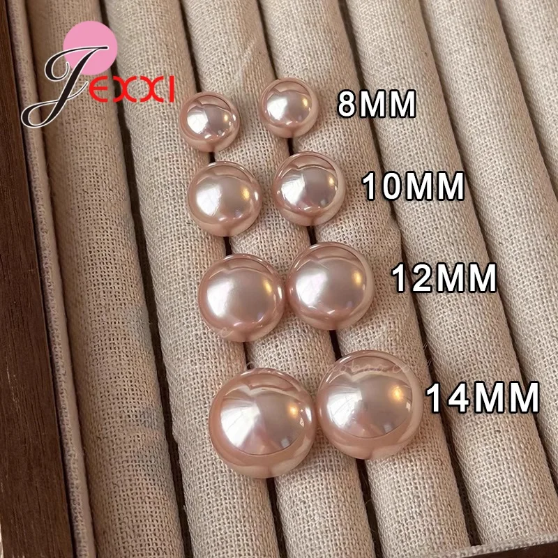 Fashion Pearl Jewelry Real 925 Sterling Silver Stud Earrings For Women 4 Size Option Wedding Party Popular Ear Jewelry