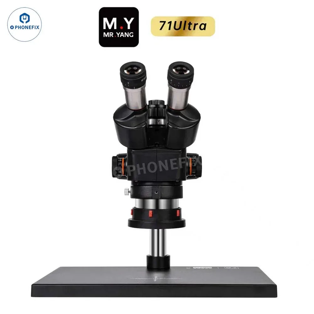 YCS Mr. Yang 71 Ultra Three-Eye Sync Trinocular Stereo Microscope Set 6.5-58X Continuous Zoom for Live Streaming Studio Teaching