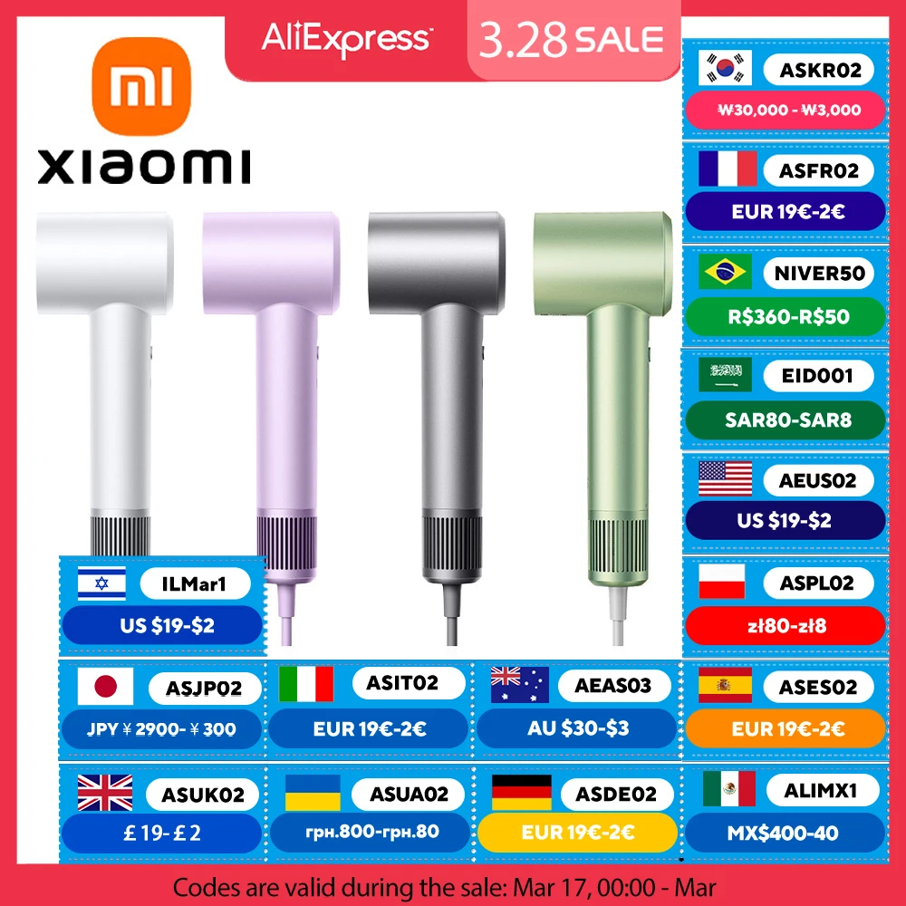 XIAOMI MIJIA High Speed Hair Dryer H501 Negative Ion Hair Care 110000 Rpm Dry 220V CN Version (With EU Adapter) 62m/s wind speed