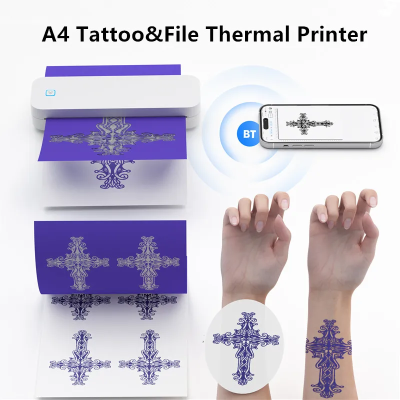 

Portable Wireless Bluetooth Tattoo Stencil transfer thermal printer Text PDF document A4 Printer Compatible With Smartphone&PC