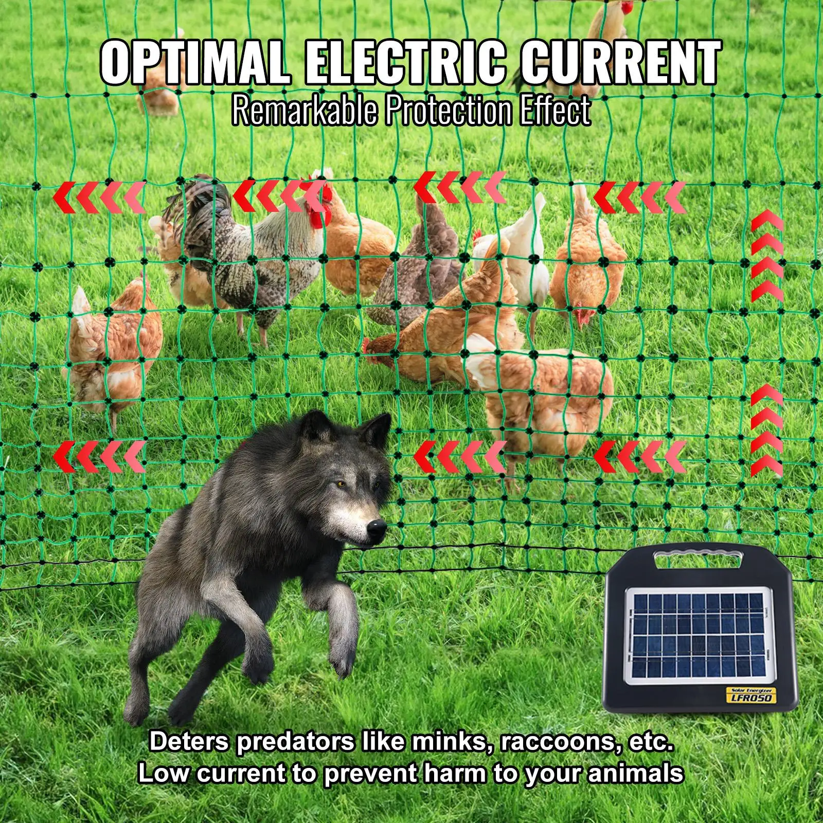 Electric Fence Netting 48 Inch High 168 Foot PE Mesh Fencing Kit with Posts and Double Spiked Stakes Portable Poultry and Rabbit Barrier for Backyard Farm Ranch