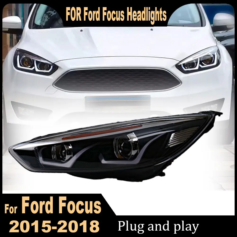 Pair LED Headlight Assembly for Ford Focus 2015 2016 2017 2018 Headlights LED DRL Dynamic Turning Front Head Lamp Plug and Play