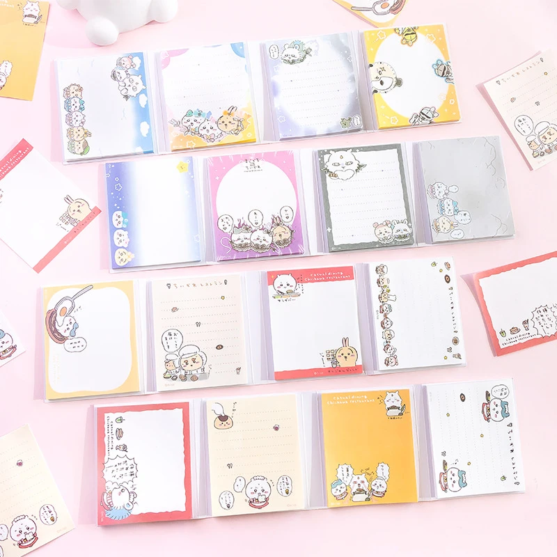 Chiikawa Cute Long Strip Small Memo Pad Set Kawaii Cartoon Pattern Tearable Note Book For School Office Daily Use Stationery Gif