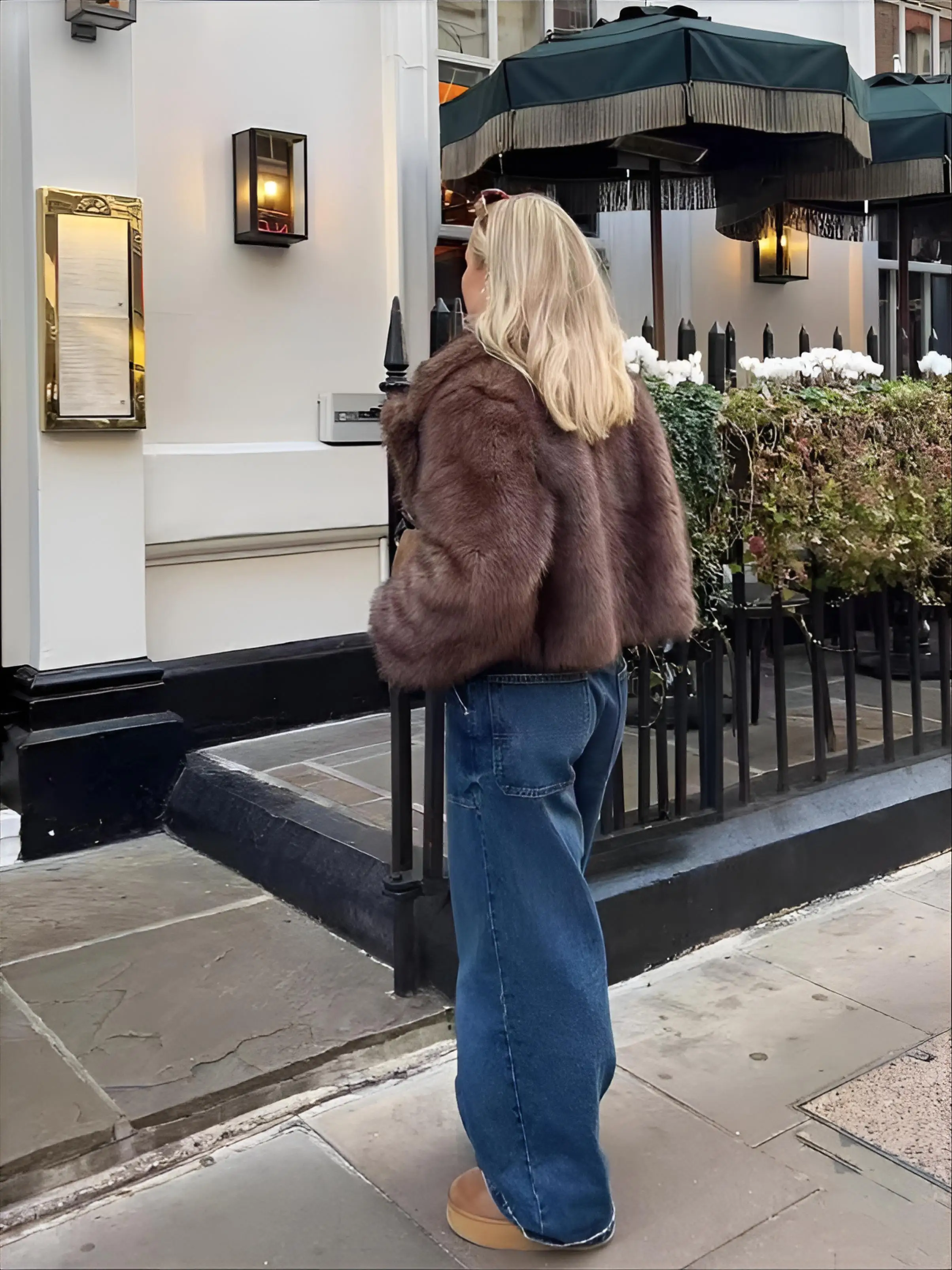 Nepbont gevoerde jas Jassen Damesstrip Oversize buiten Dames Kristal Leer Wol Hoorn Hals Letter Batwing Verstelbaar Suède OL