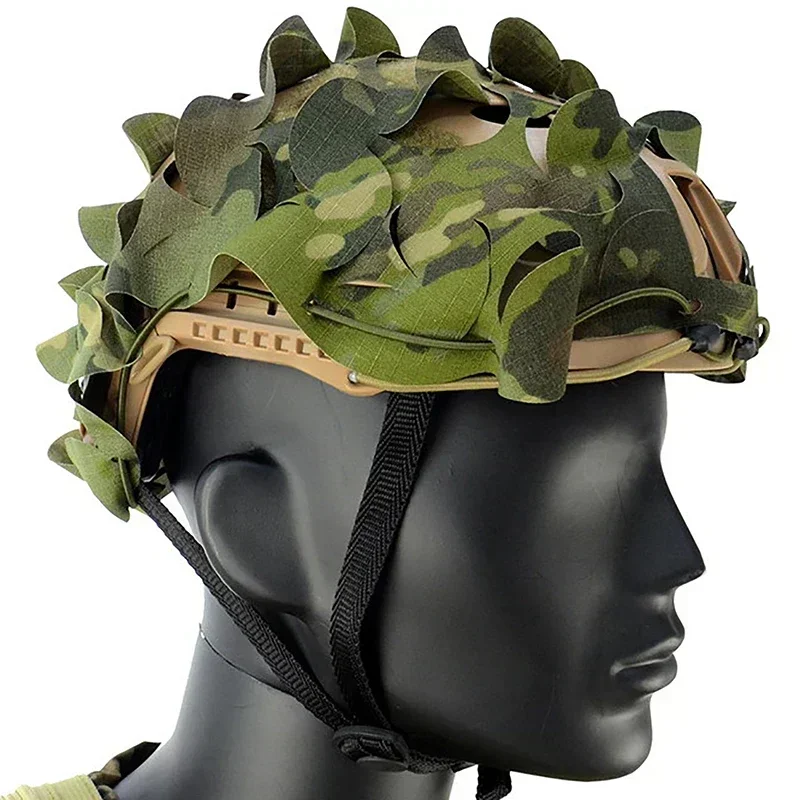 3D Camo FAST Helmet Cover Protector Laser Cut Leaf Shape Helmet Cloth Hunting Helmets Accessories