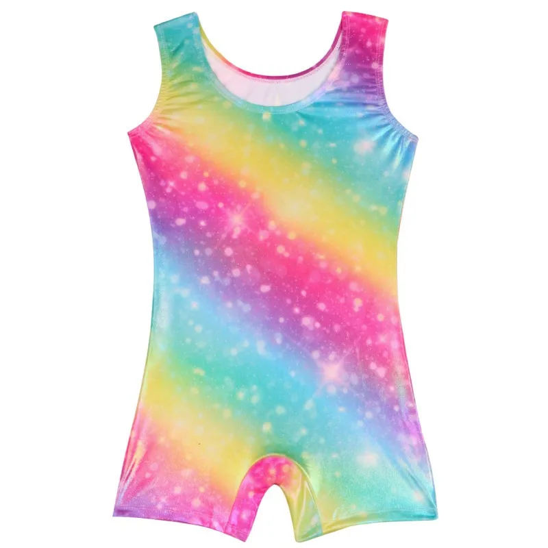 3-12T Kids Girls Sleeveless Ballet Dance Leotard with Athletic Shorts Toddler Biketards Gymnastics Stage Performance Competition