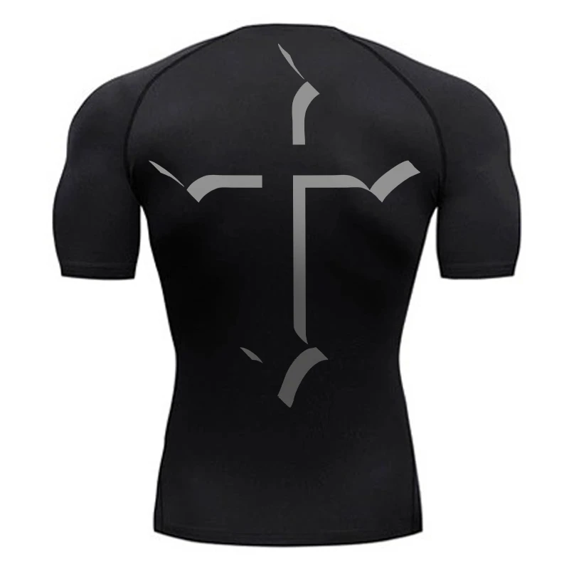 Cross Print Compression Shirt for Men Christian Sporty Quick Dry Tshirt Tees Tops Gym Workout Fitness Undershirts Baselayers