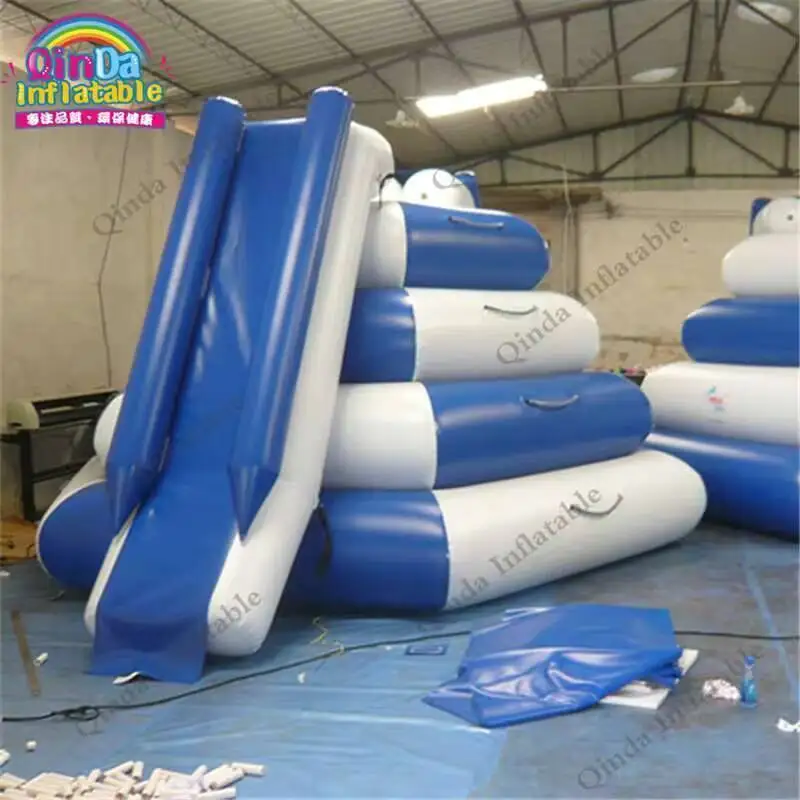 4 * 4 * 3 m met 2 rijstroken opblaasbare glijbaan watersportspellen, amusementspark zwembadvlotter waterglijbaan