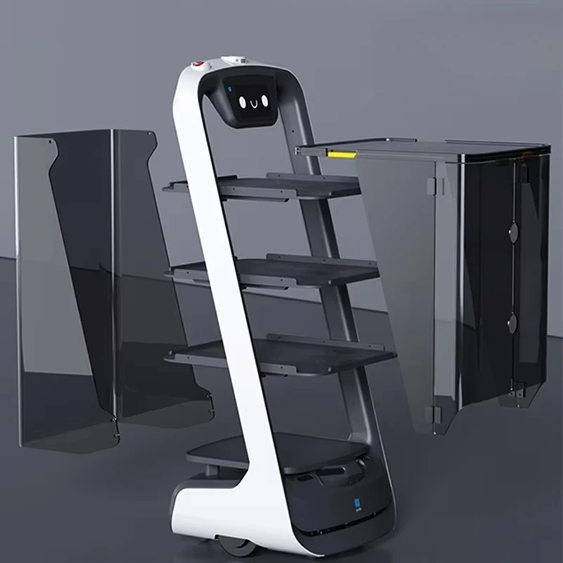 Garçom de robô de entrega de alimentos inteligente artificial para restaurante