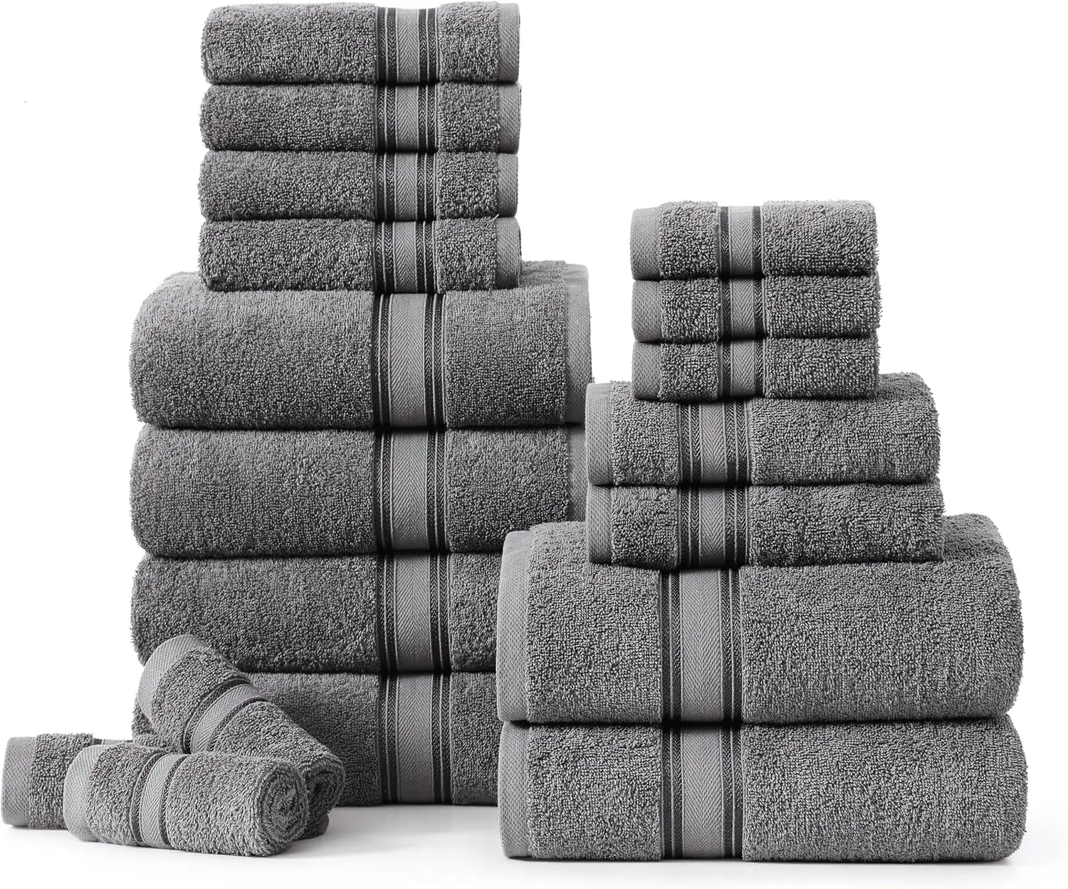 

100% Mercerized Cotton Bath Towels Set of 18 – Zero Twist, Soft & Absorbent for Spa Hotel & Home Use