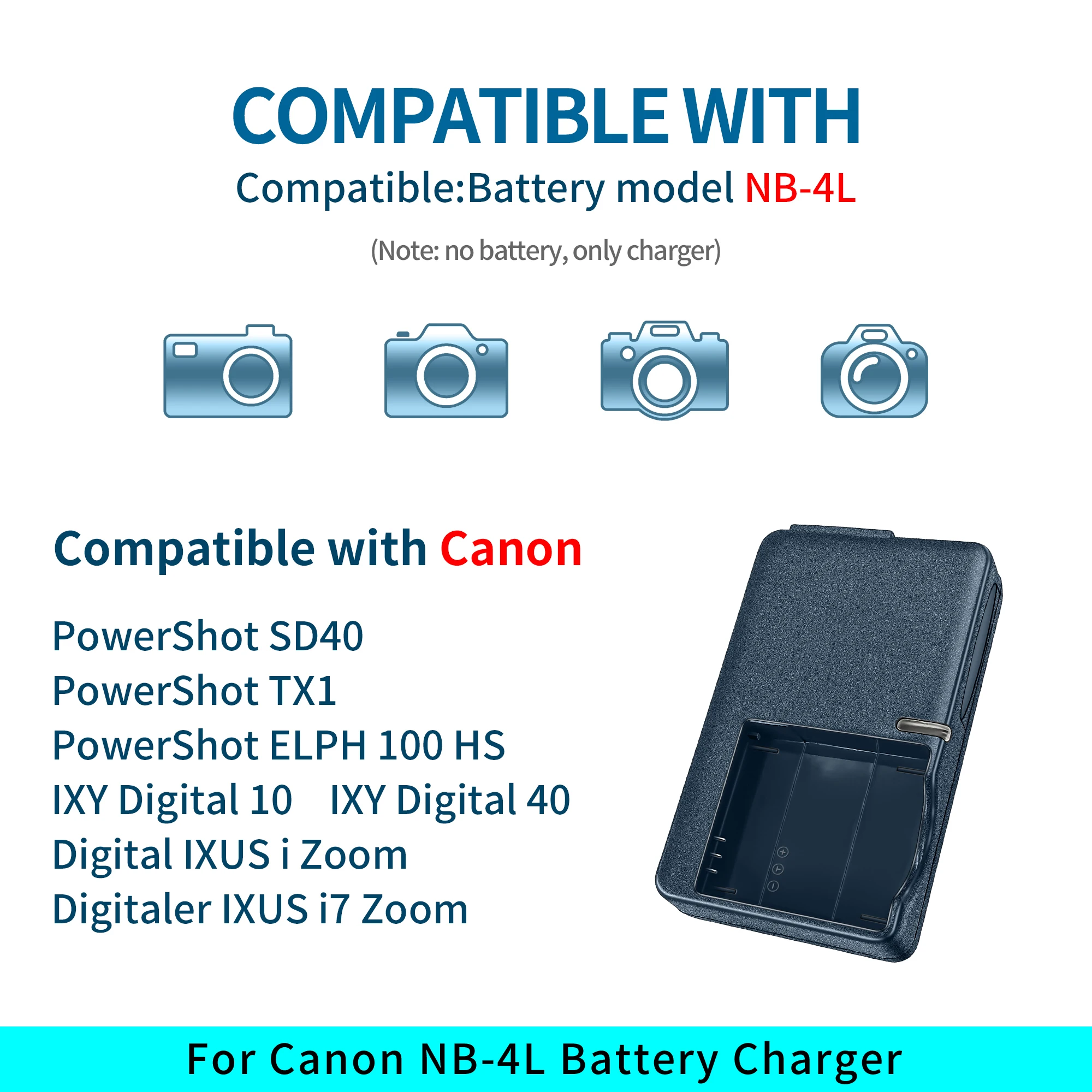 CB-2LVE CB-2LV 고속 배터리 충전기는 Canon NB-4L ELPH100 HS300 HS330 SD400 SD600 SD750 SD780에 적합합니다. SD960은 SD1000입니다.